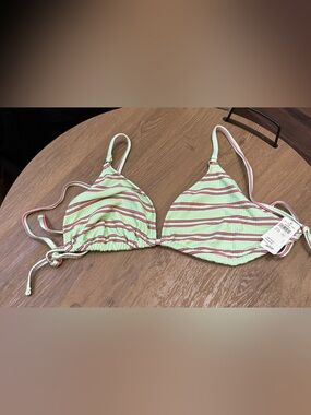 aerie Mint Triangle Bikini Top with Pink & Black Accents XXL